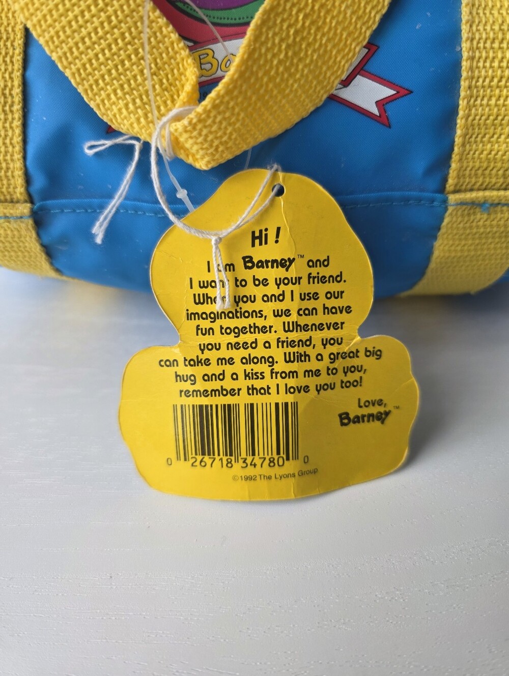 Vintage 1992 Barney All Stars Lyons Group Kids Lunch Bag Soft Shell 90s Retro - Picture 3 of 16